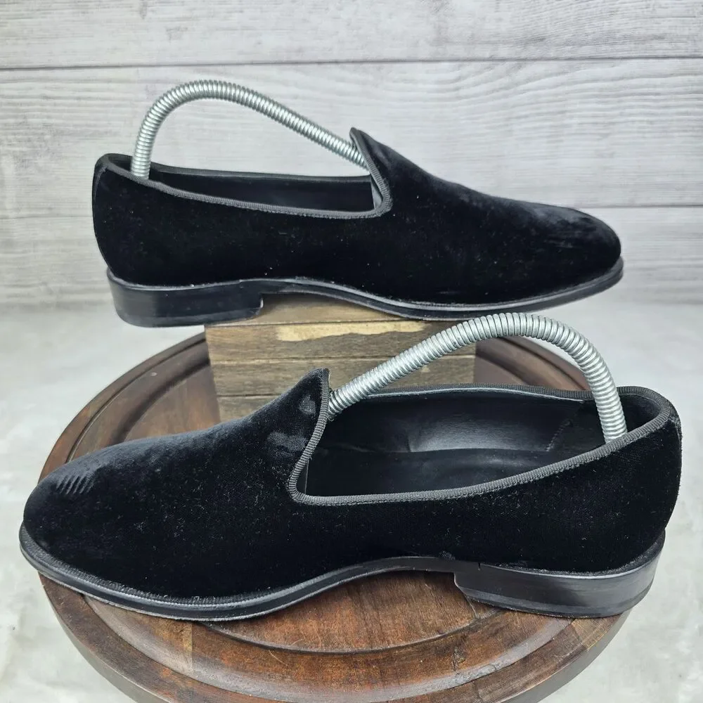 SUITSUPPLY Mens Velour Black Formal Preppy Loafer Shoe Size 41 Made In Italy